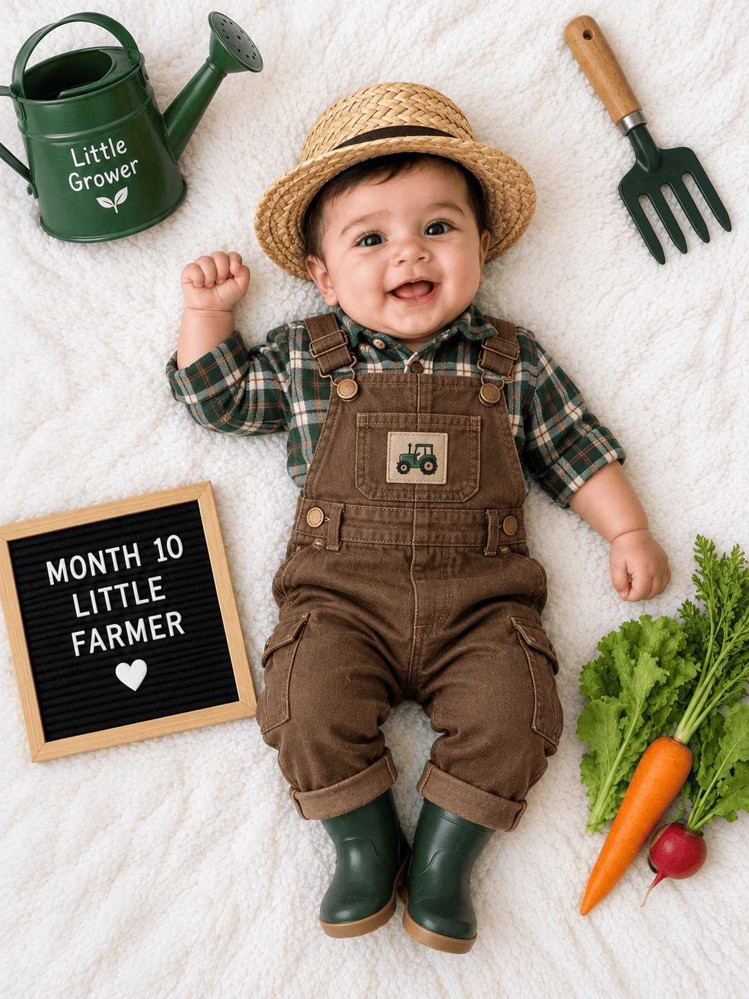Little Farmer Month 10 Baby Boy Portrait