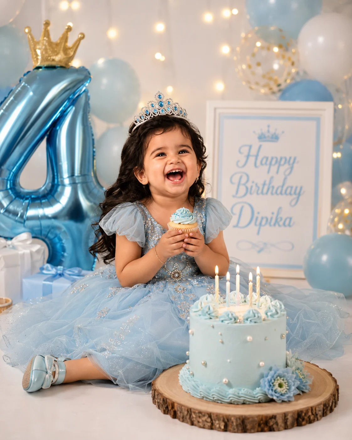 4th Birthday Princess Studio Photoshoot AI Prompt
