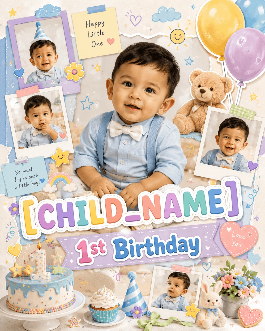 Little Star 1st Birthday Kawaii Scrapbook Poster