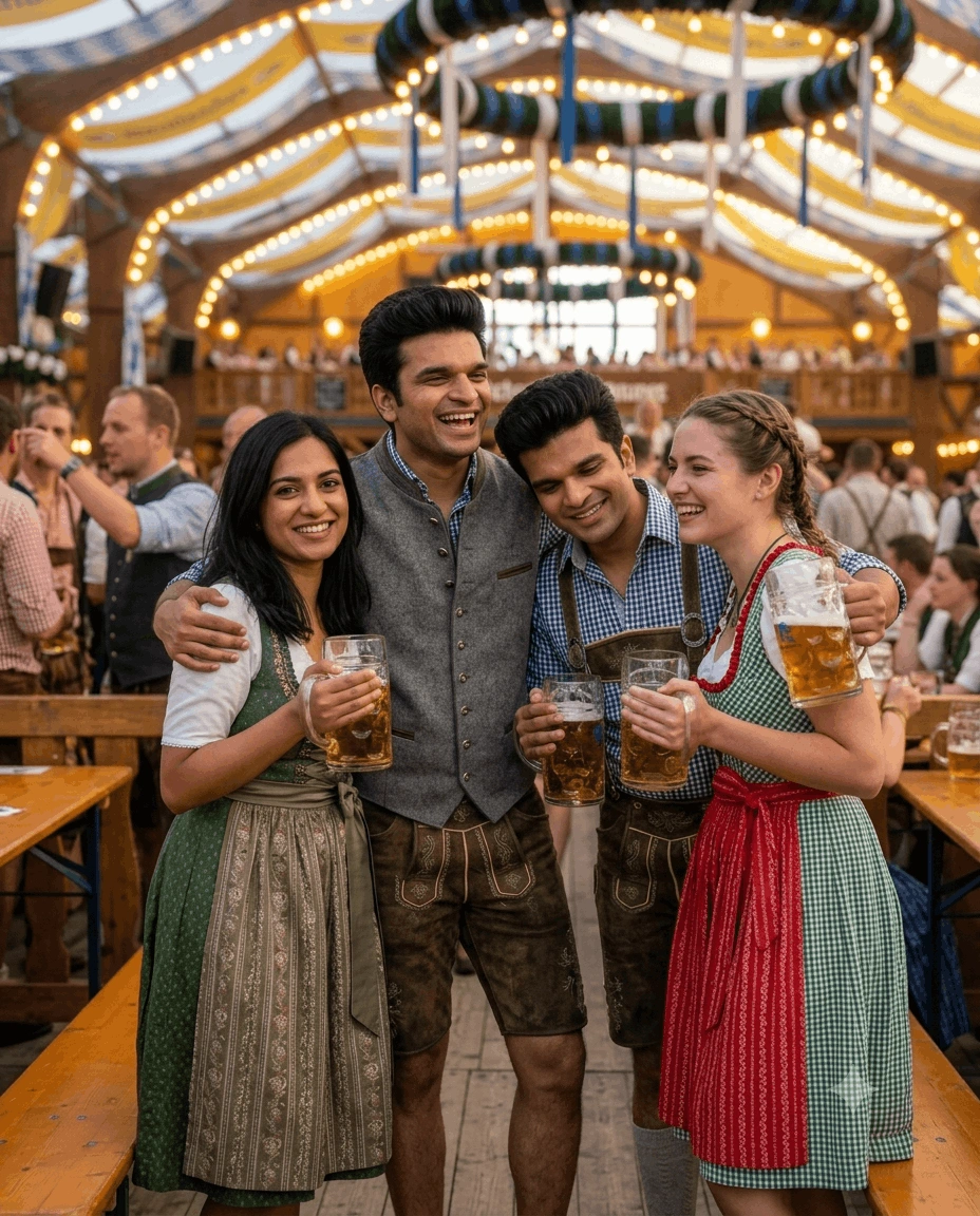 Oktoberfest Gruppenfoto Prompt – Realistisches KI-Gruppenbild