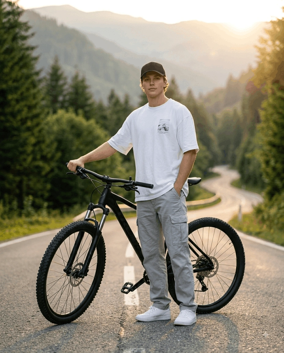Mountain Road Biker Portrait