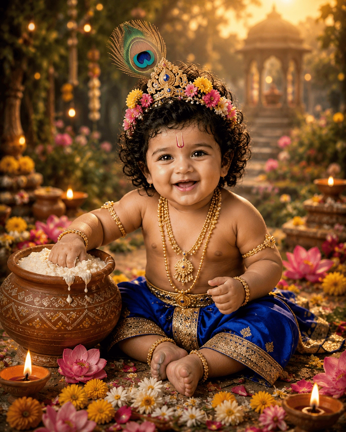 Bal Gopal Butter Matki AI Photo Editing Prompt