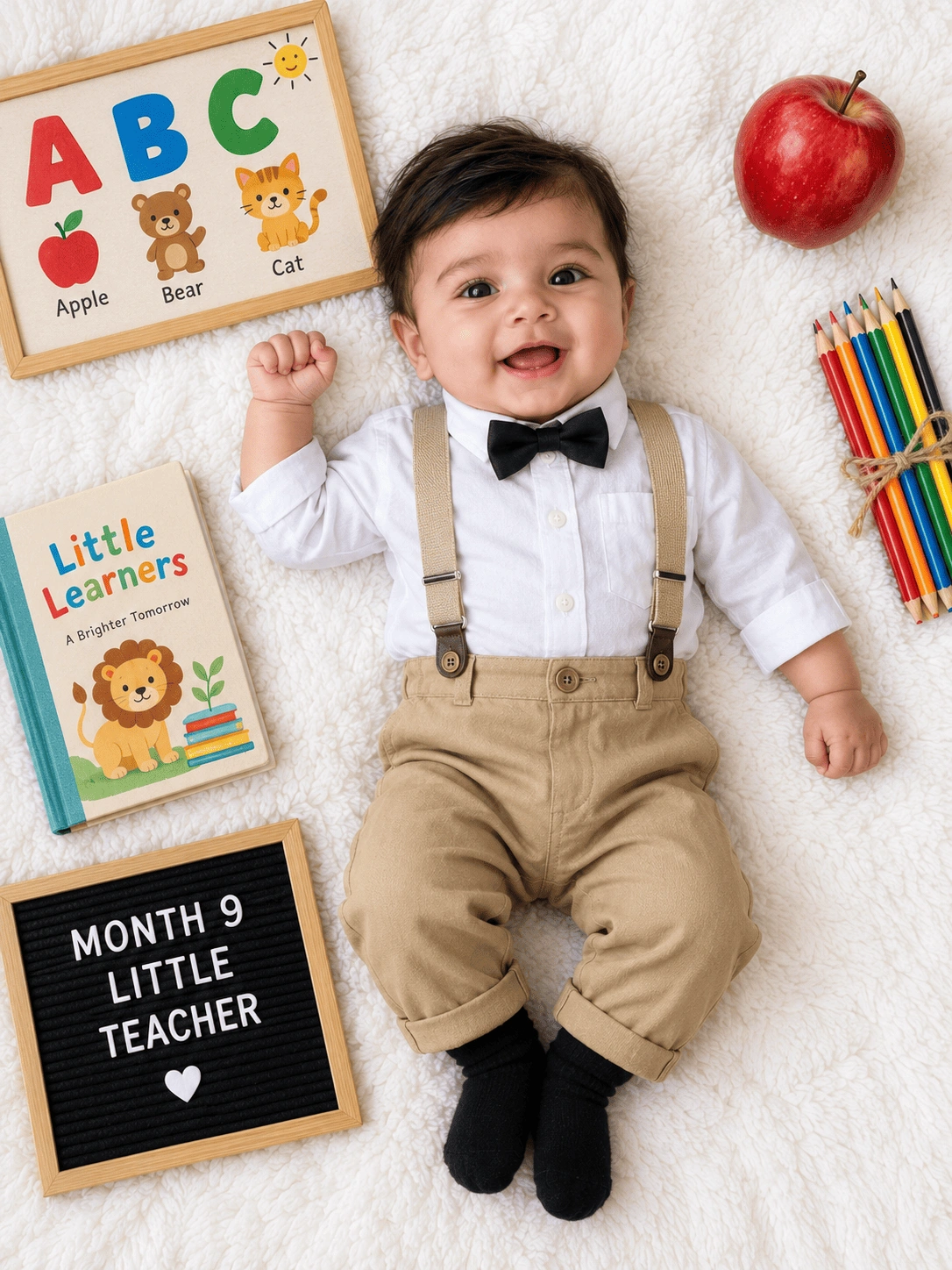 Little Teacher Month 9 Baby Boy Portrait