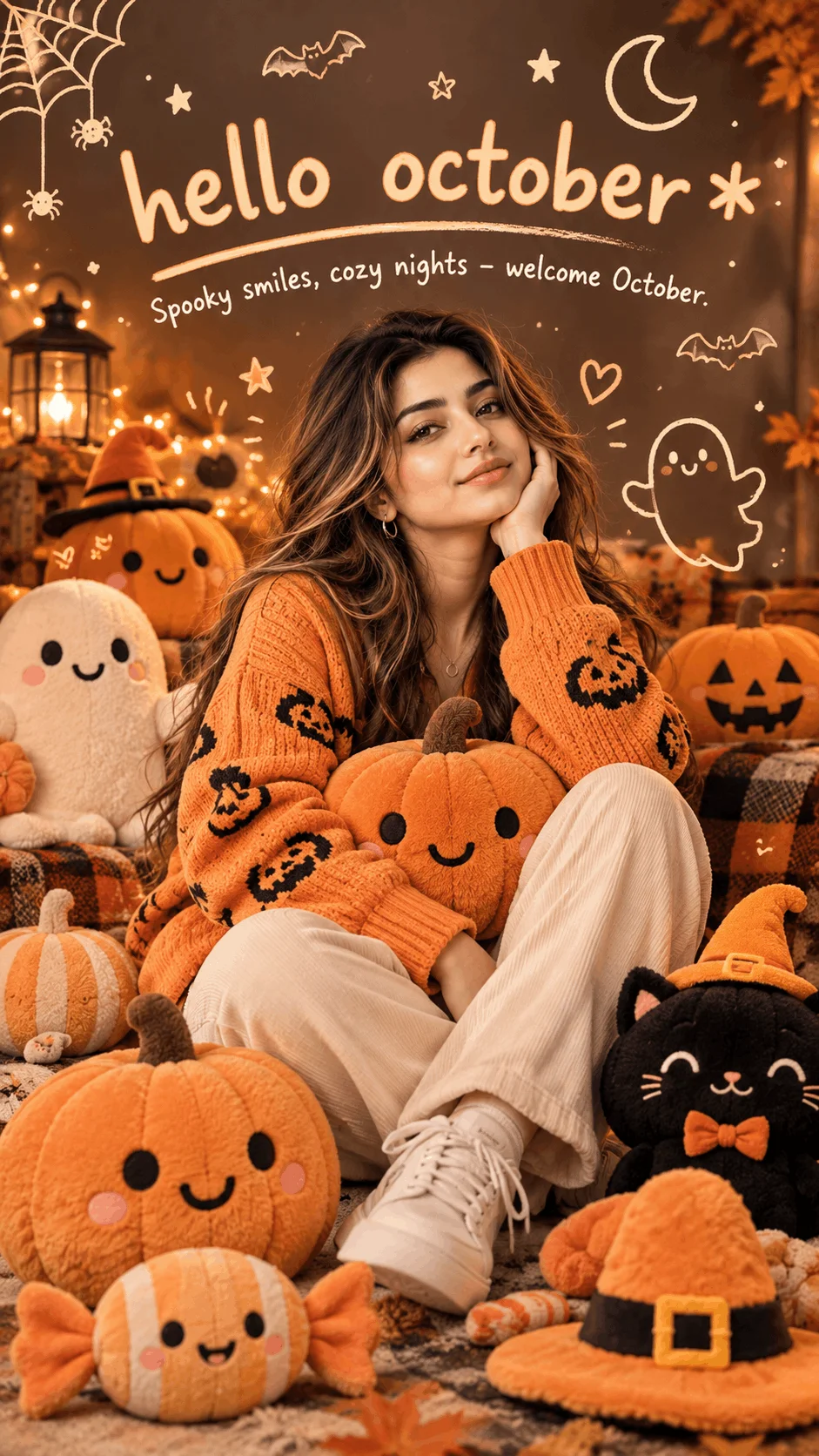 Hello October Cute Halloween Plushie Poster