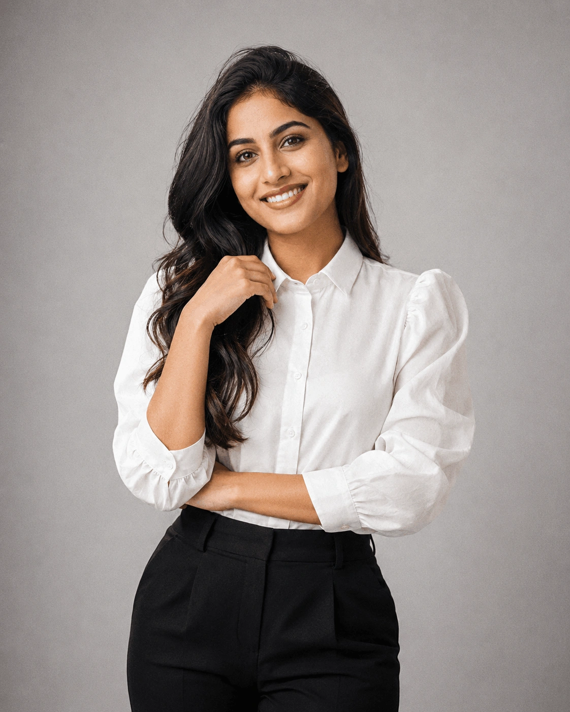 Professional Studio Portrait Prompt | Woman in White Top
