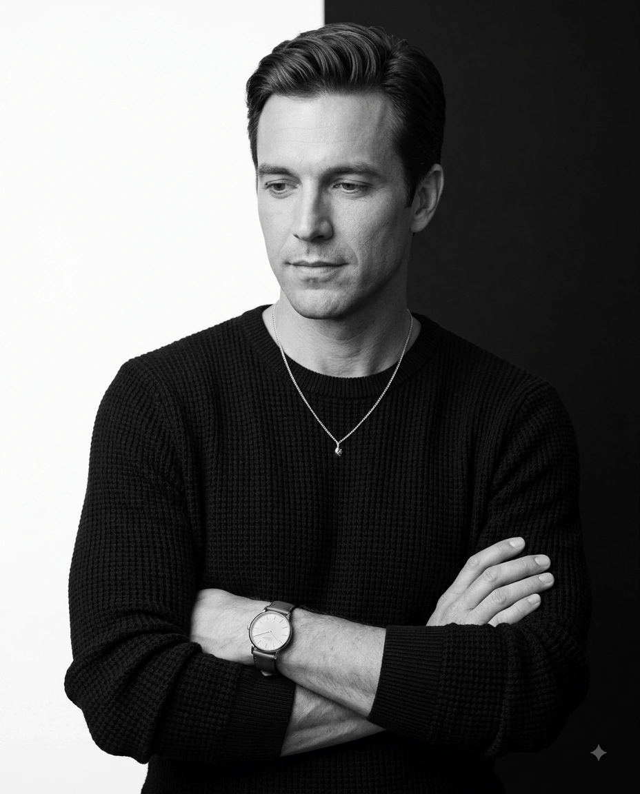 Black and White Split Background Studio Portrait AI Prompt