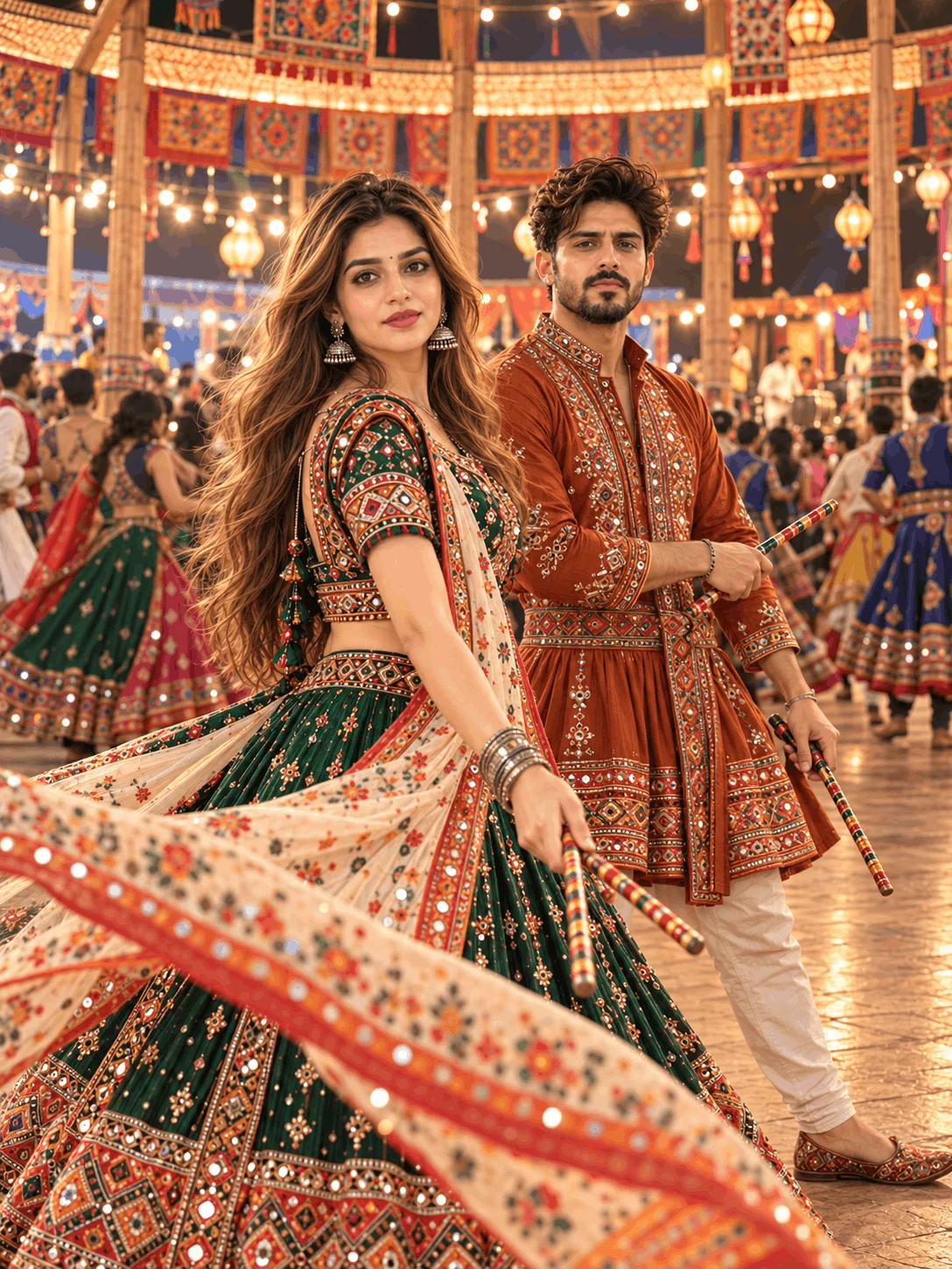 Garba Couple Portrait – Authentic Dandiya Night Editorial