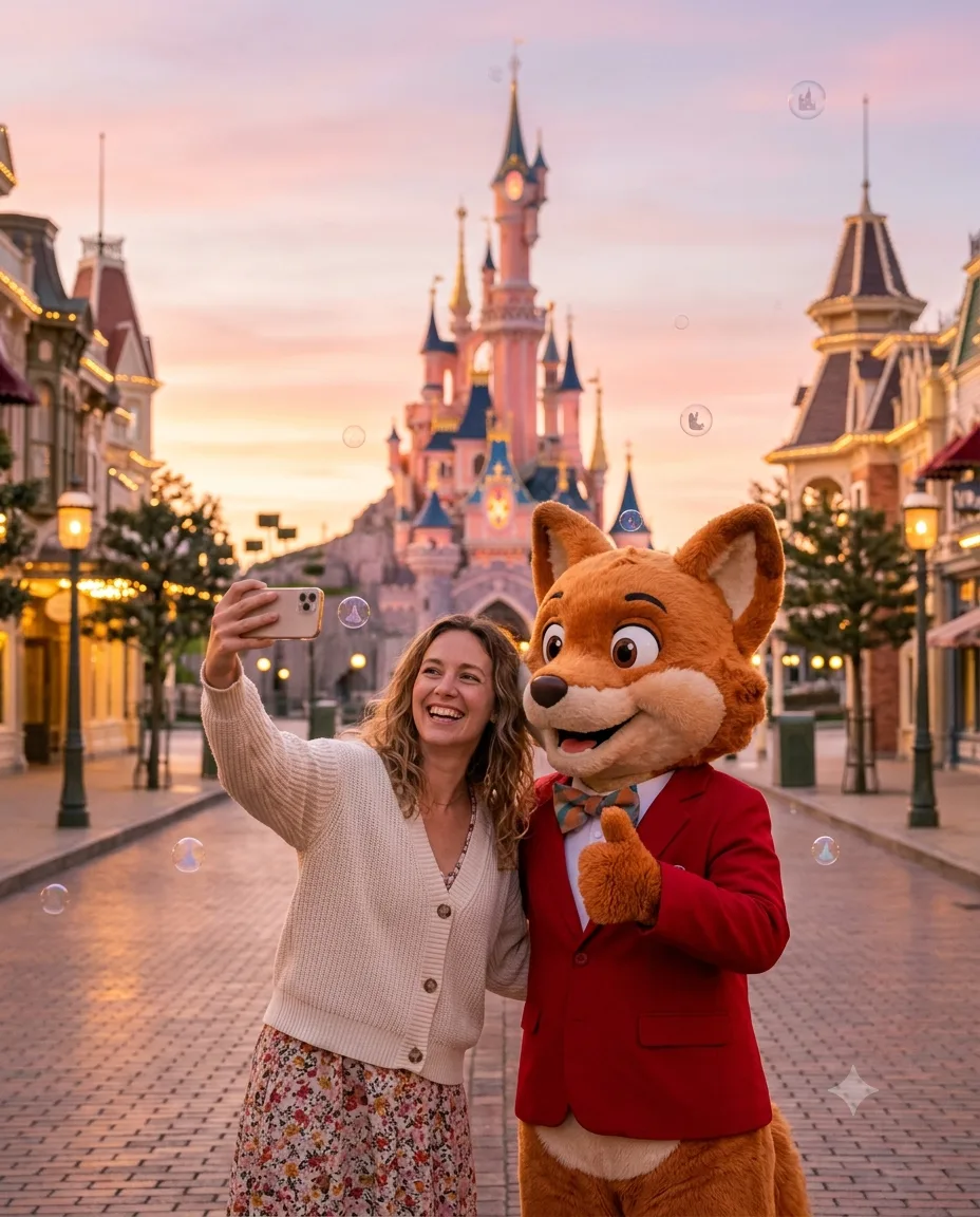 Enchanted Theme Park Selfie Portrait AI Prompt