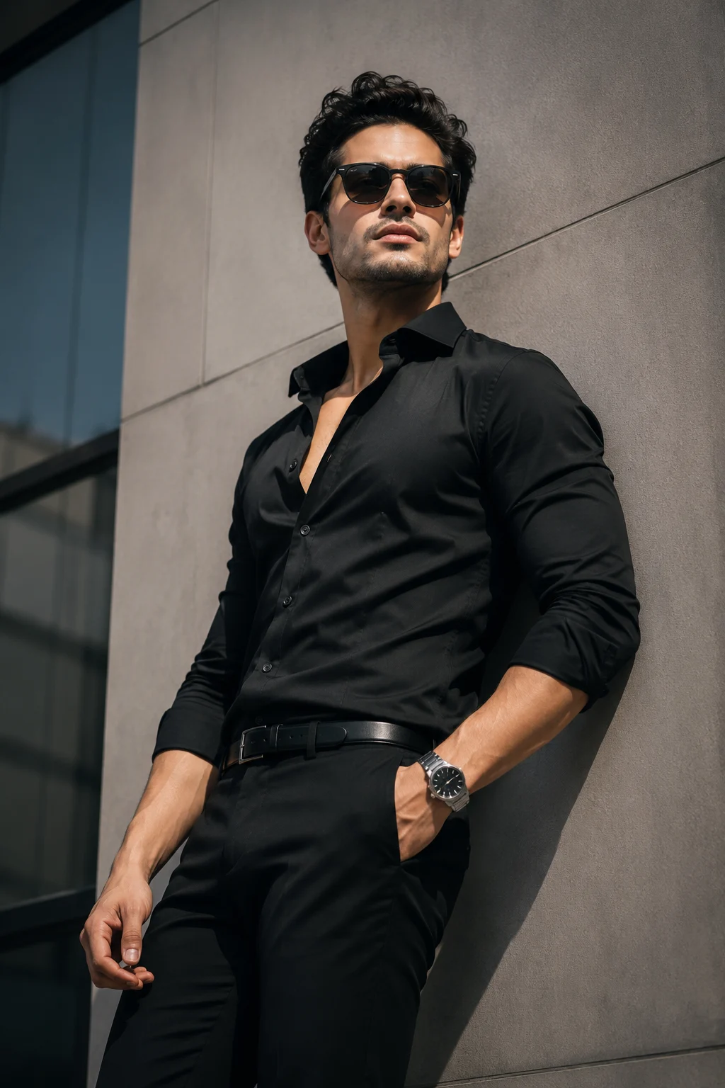Fashion Forward Wall Lean Editorial Portrait Prompt