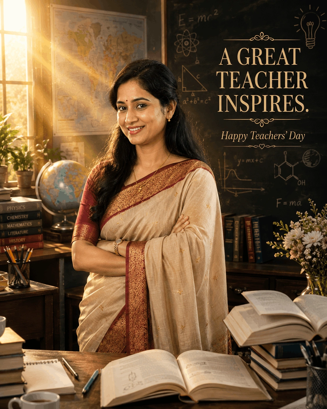 Inspiring Teacher Hero Portrait – Cinematic Teachers’ Day AI Prompt