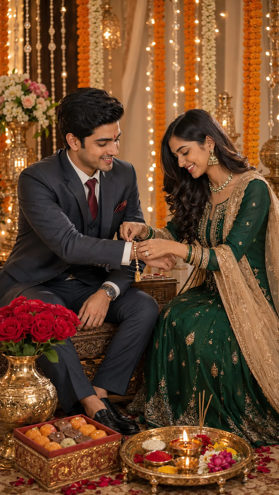 Luxury Raksha Bandhan Editorial Portrait AI Prompt