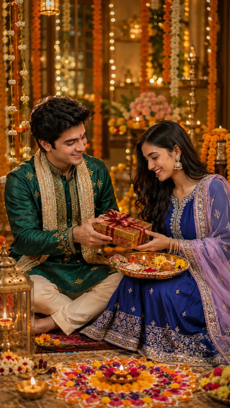 Raksha Bandhan Gift Exchange Portrait AI Prompt