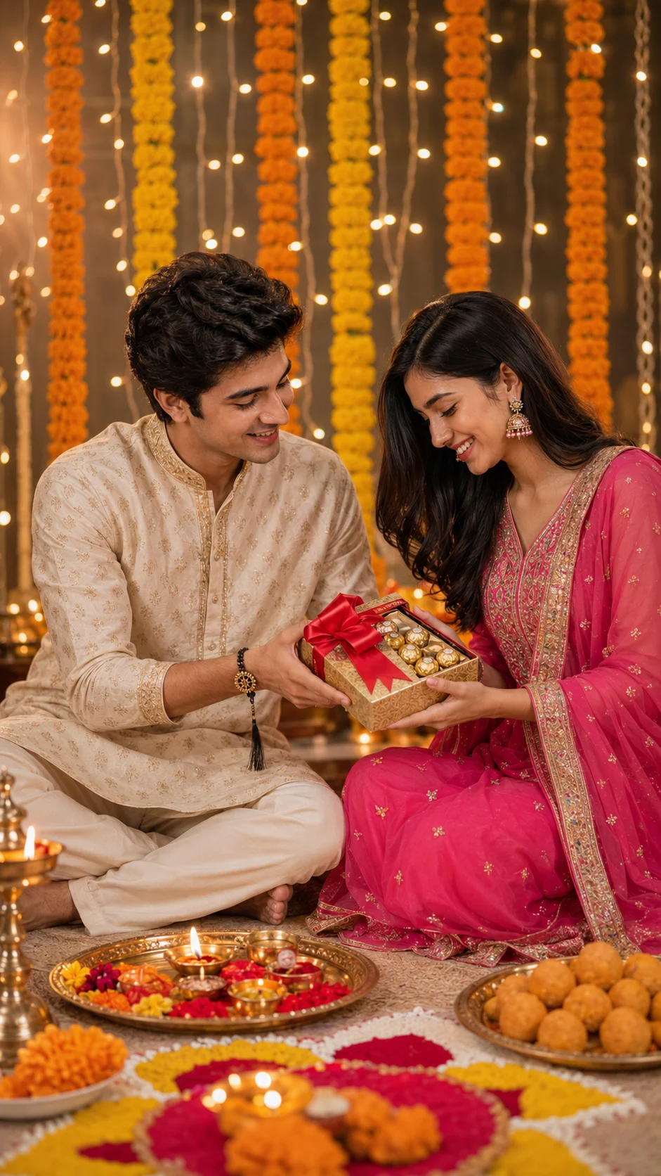 Raksha Bandhan Gift Exchange Portrait AI Prompt