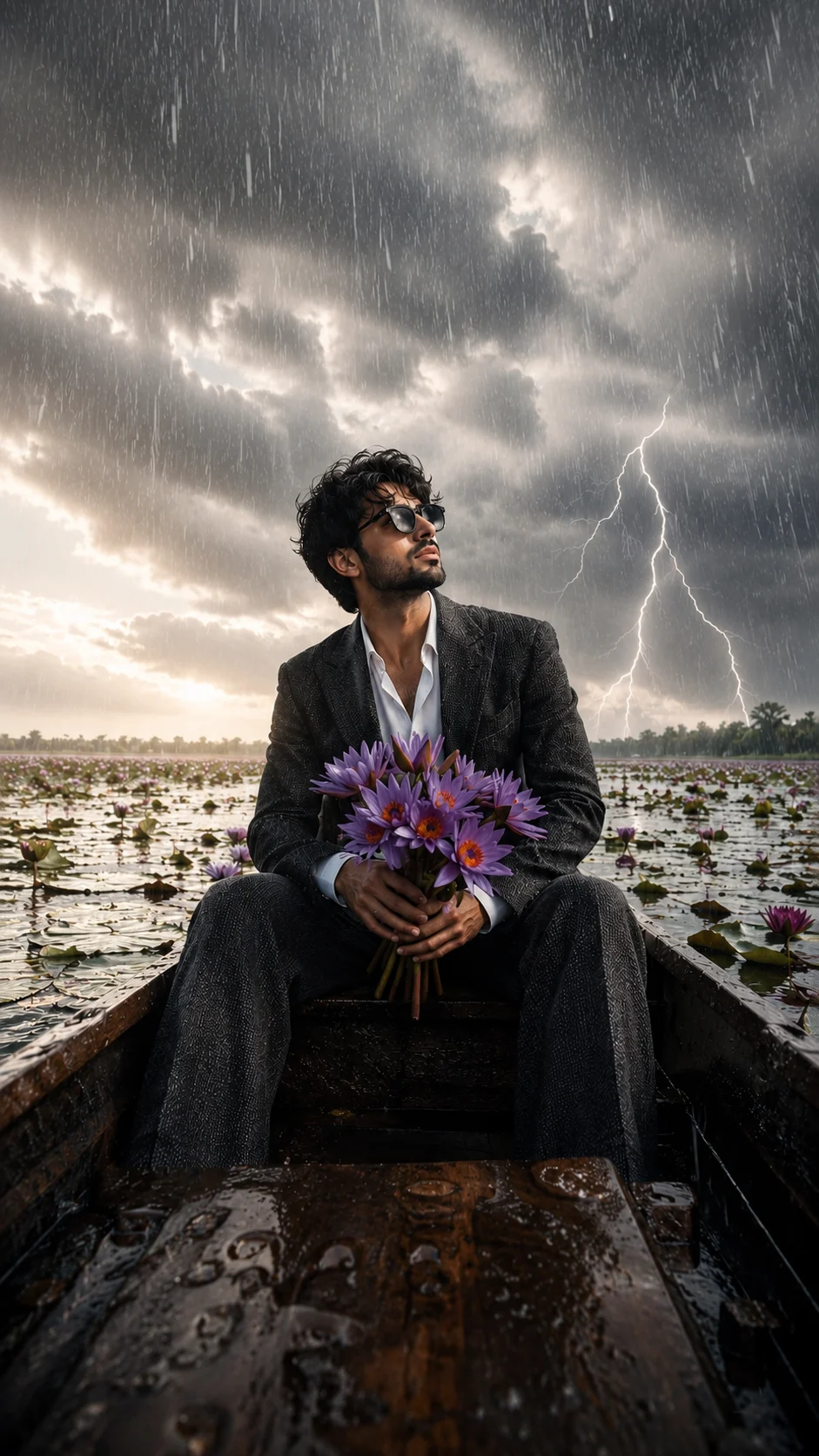 Stormbound Water Lily Editorial Portrait AI Prompt