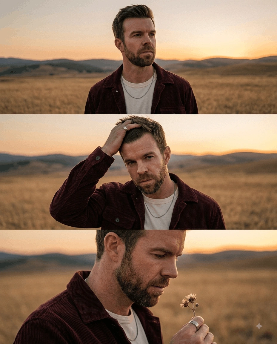 Cinematic Sunset Triptych Portrait | Three-Frame Golden Hour