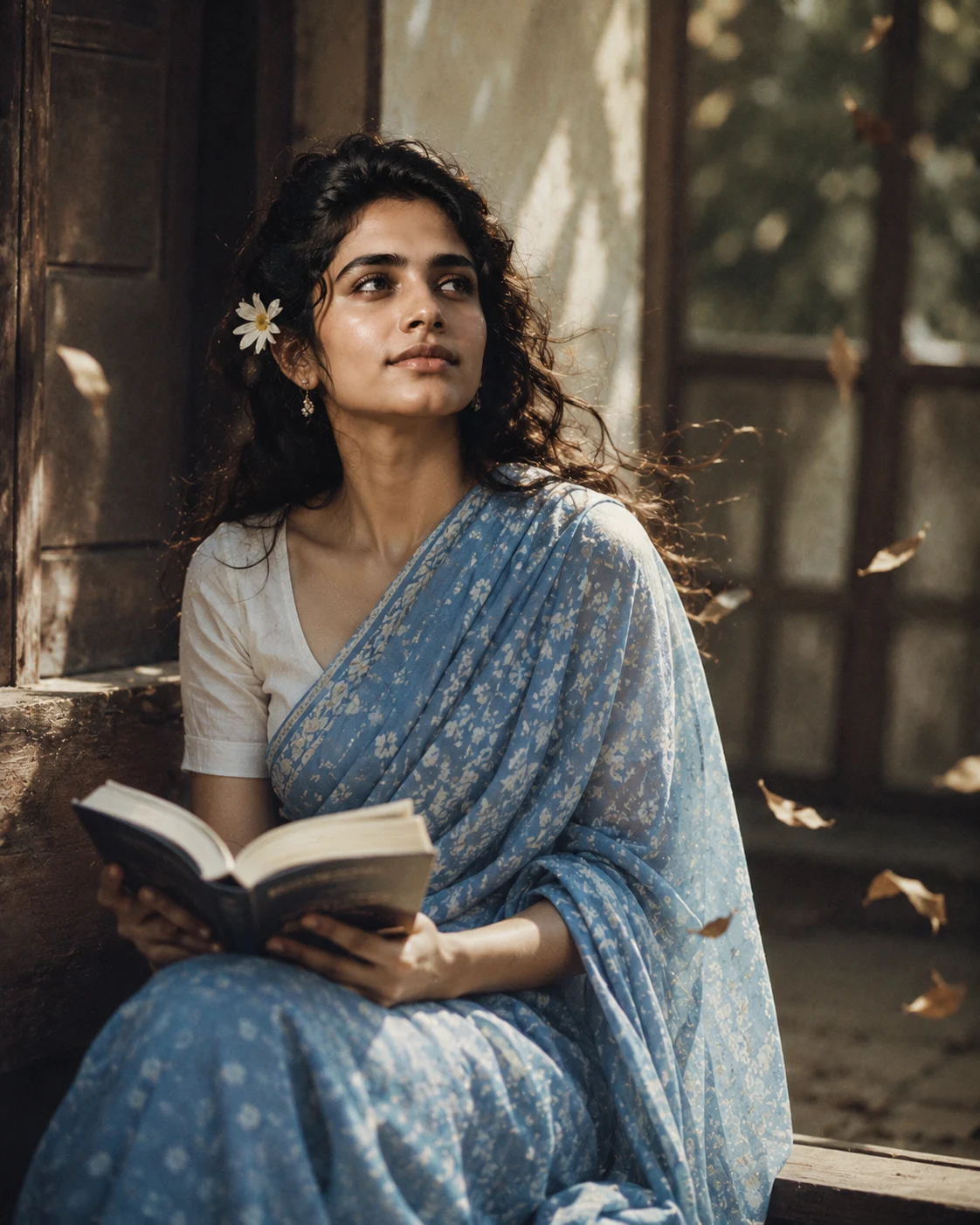 Vintage 90s Saree Cinema Portrait AI Prompt